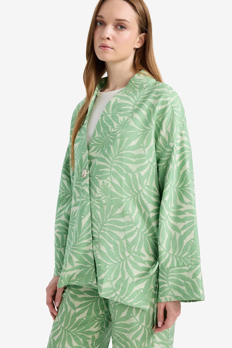 DeFacto Green Woman Relax Fit Printed Long Sleeve Tunic Casual - Image 5